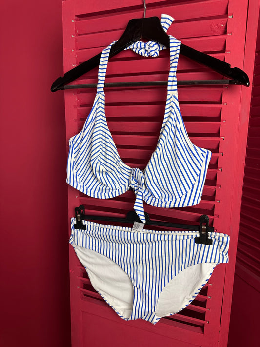 Bikini Freya streep blauw/wit - Maat 80G