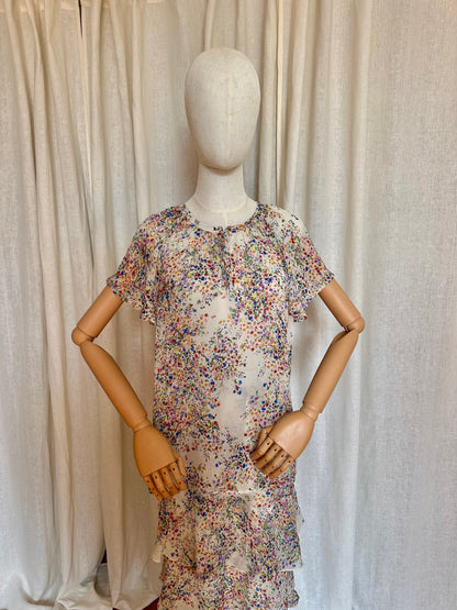 Blouse SET bloemenprint crème - Maat 38