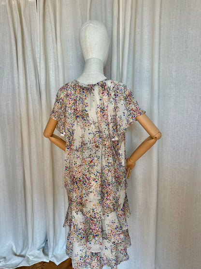 Blouse SET bloemenprint crème - Maat 38
