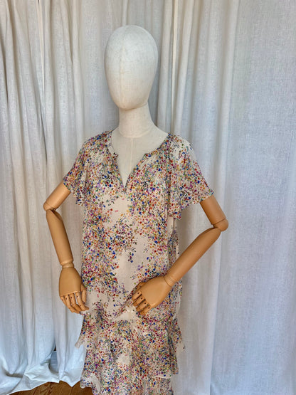 Blouse SET bloemenprint crème - Maat 38