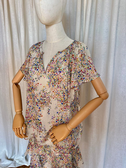Blouse SET bloemenprint crème - Maat 38