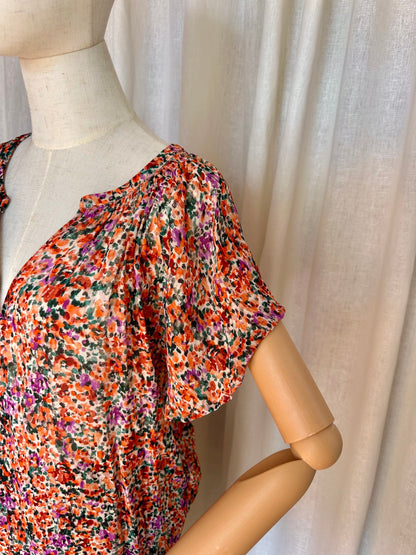Blouse SET bloemenprint koraal - Maat 40