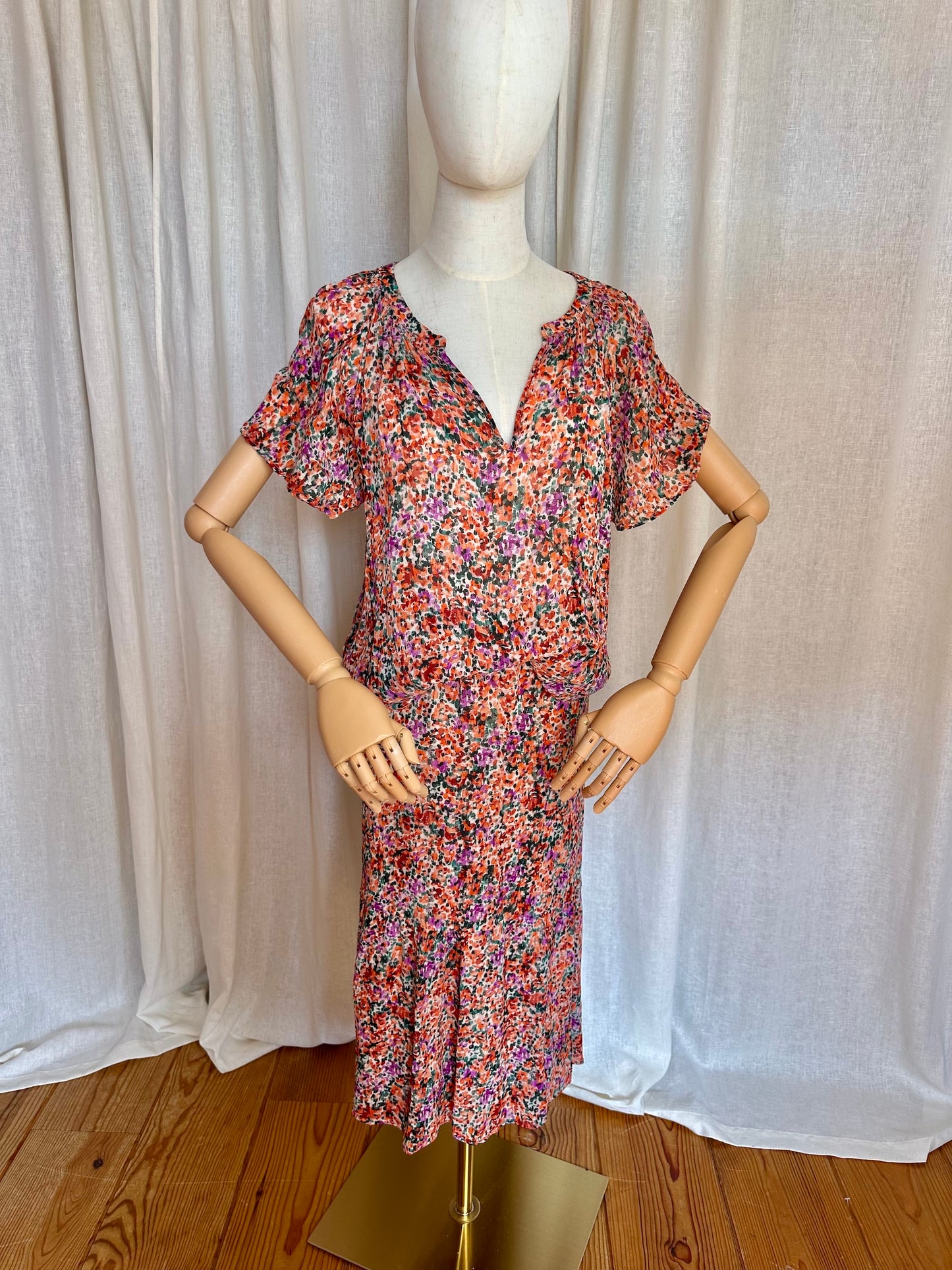Rok SET bloemenprint koraal - Maat 38