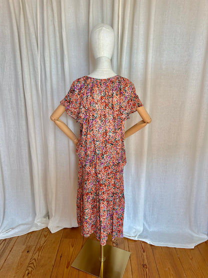 Rok SET bloemenprint koraal - Maat 38