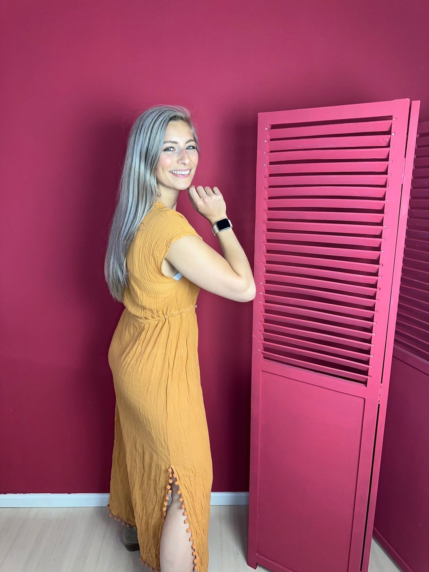 Jurk Cyell maxi okergeel - Maat L