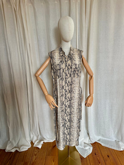 Jurk Set mouwloos slangeprint - Maat 38