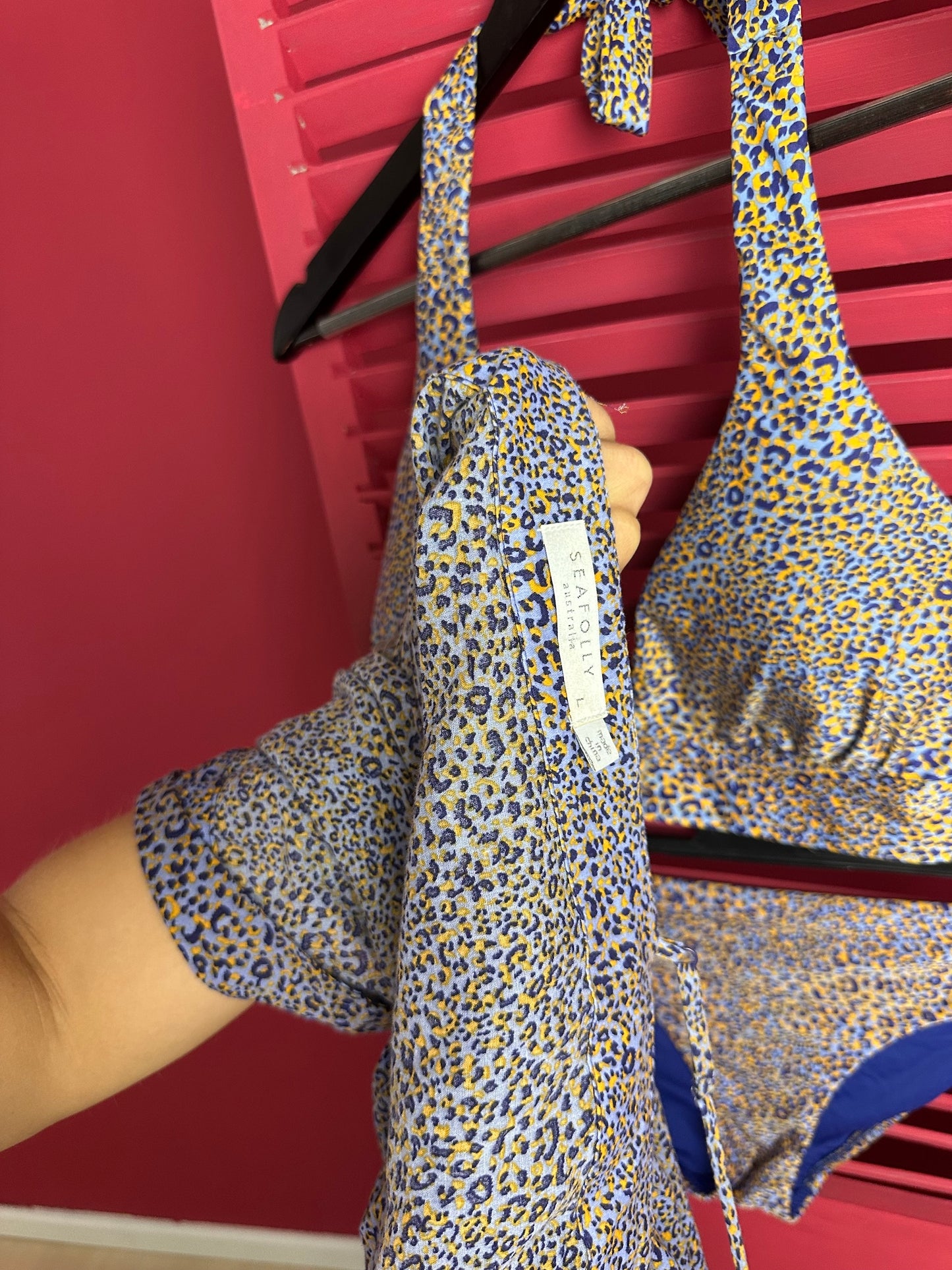 Set Seafolly bikini & jumpsuit panterprint paars/geel - Maat L/XL