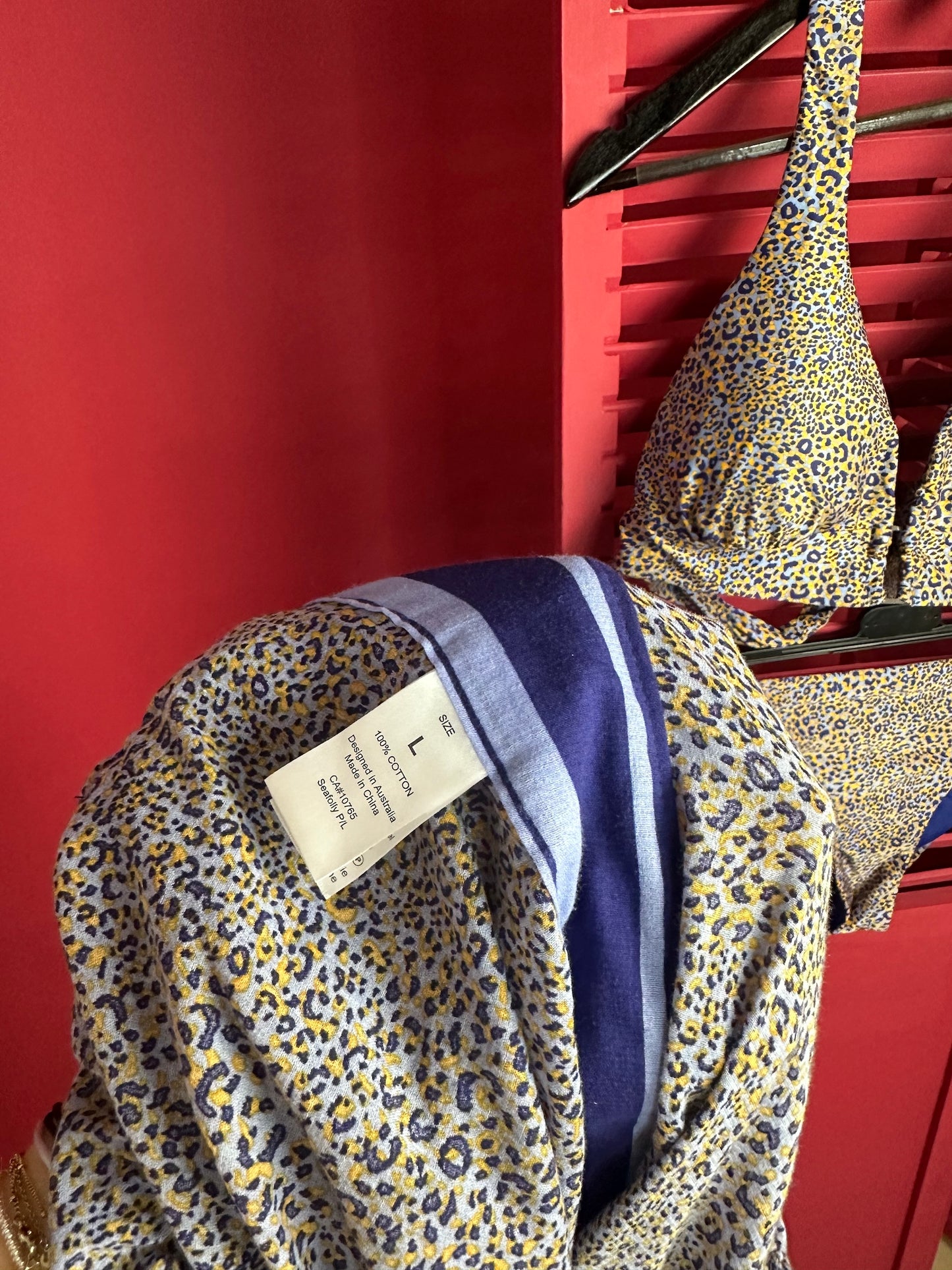 Set Seafolly bikini & jumpsuit panterprint paars/geel - Maat L/XL