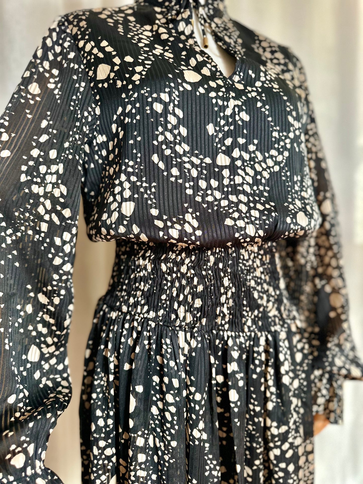 Jurk Freebird print zwart, beige - Maat S
