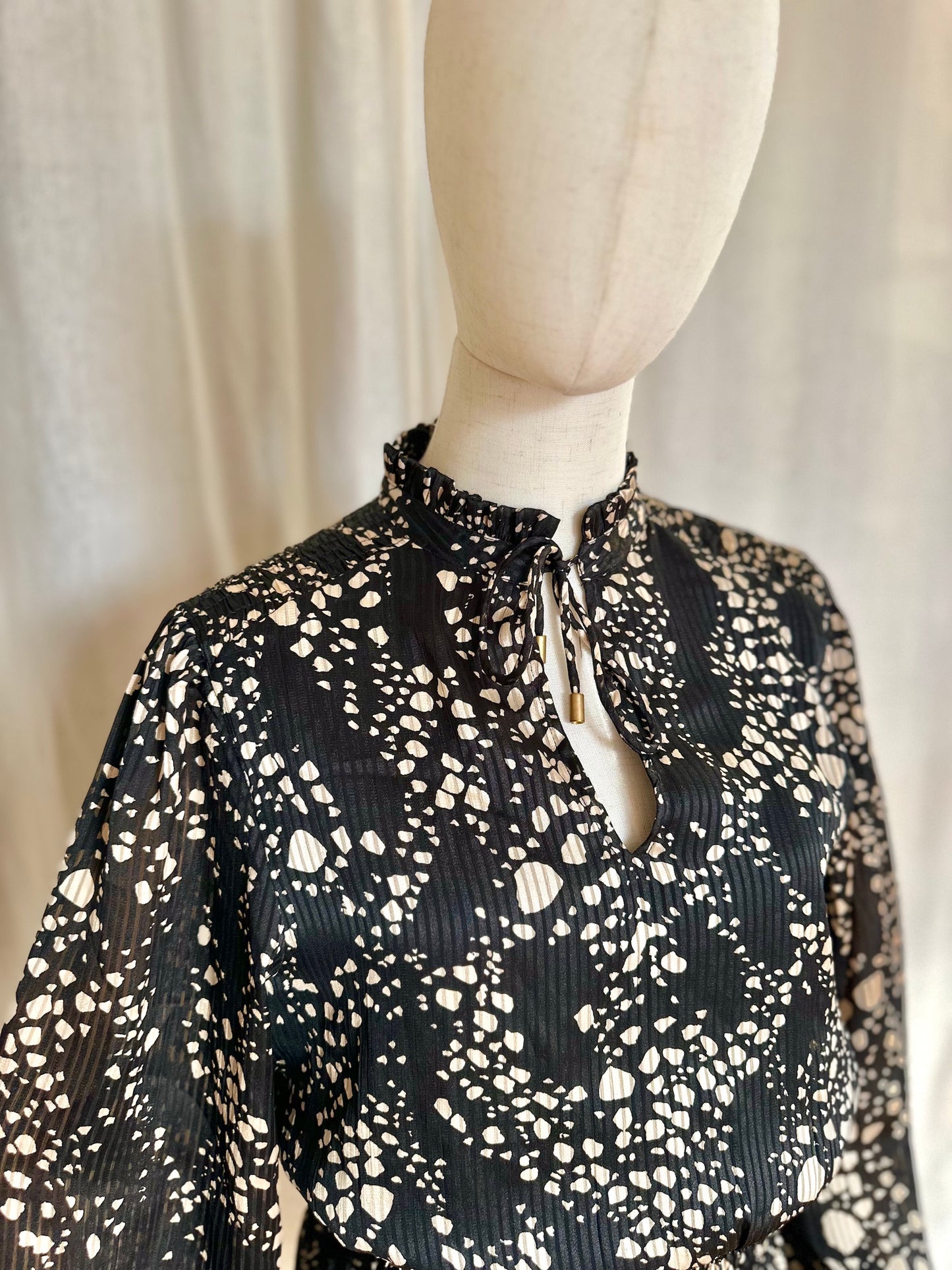 Jurk Freebird print zwart, beige - Maat S
