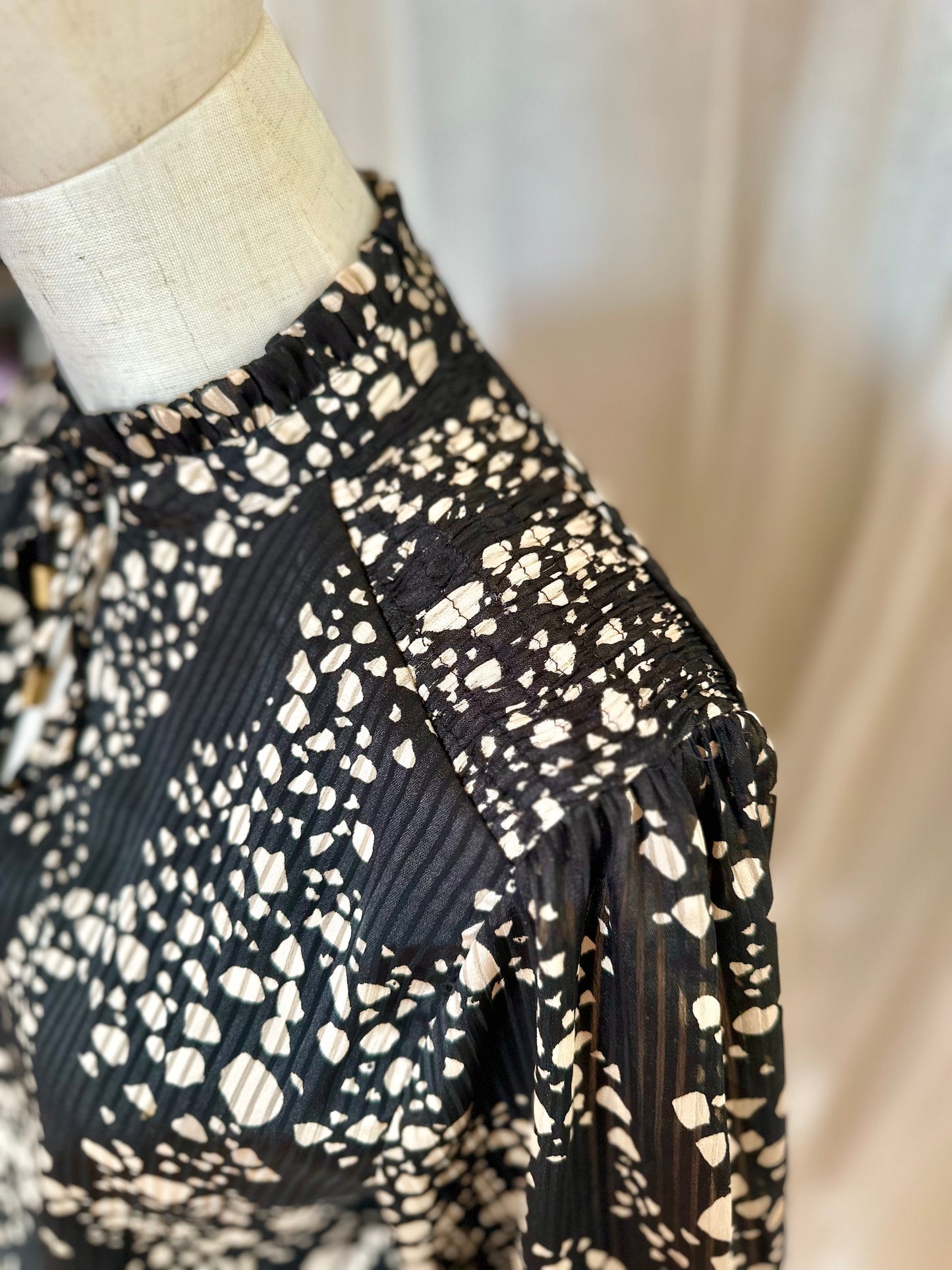 Jurk Freebird print zwart, beige - Maat S