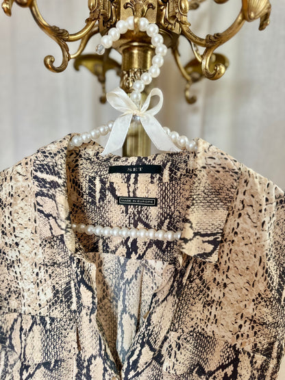 Jurk Set mouwloos slangeprint - Maat 38