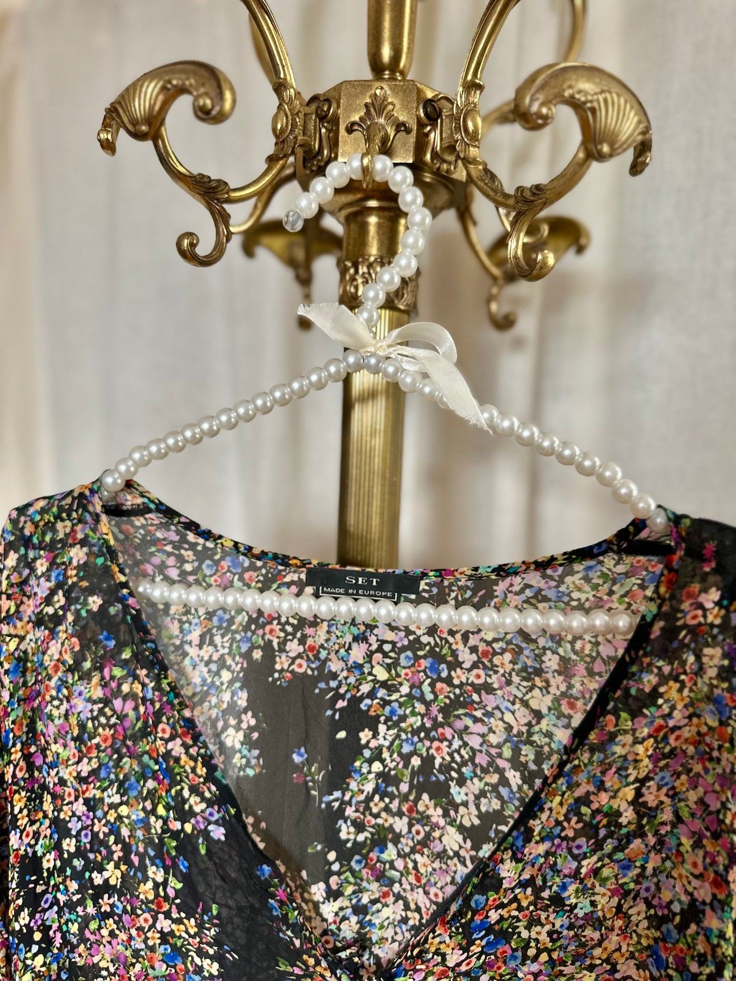 Jurk Set bloemenprint zwart - Maat 42