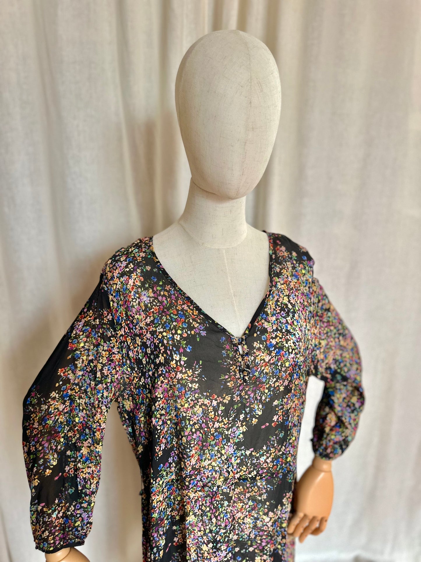 Jurk Set bloemenprint zwart - Maat 42