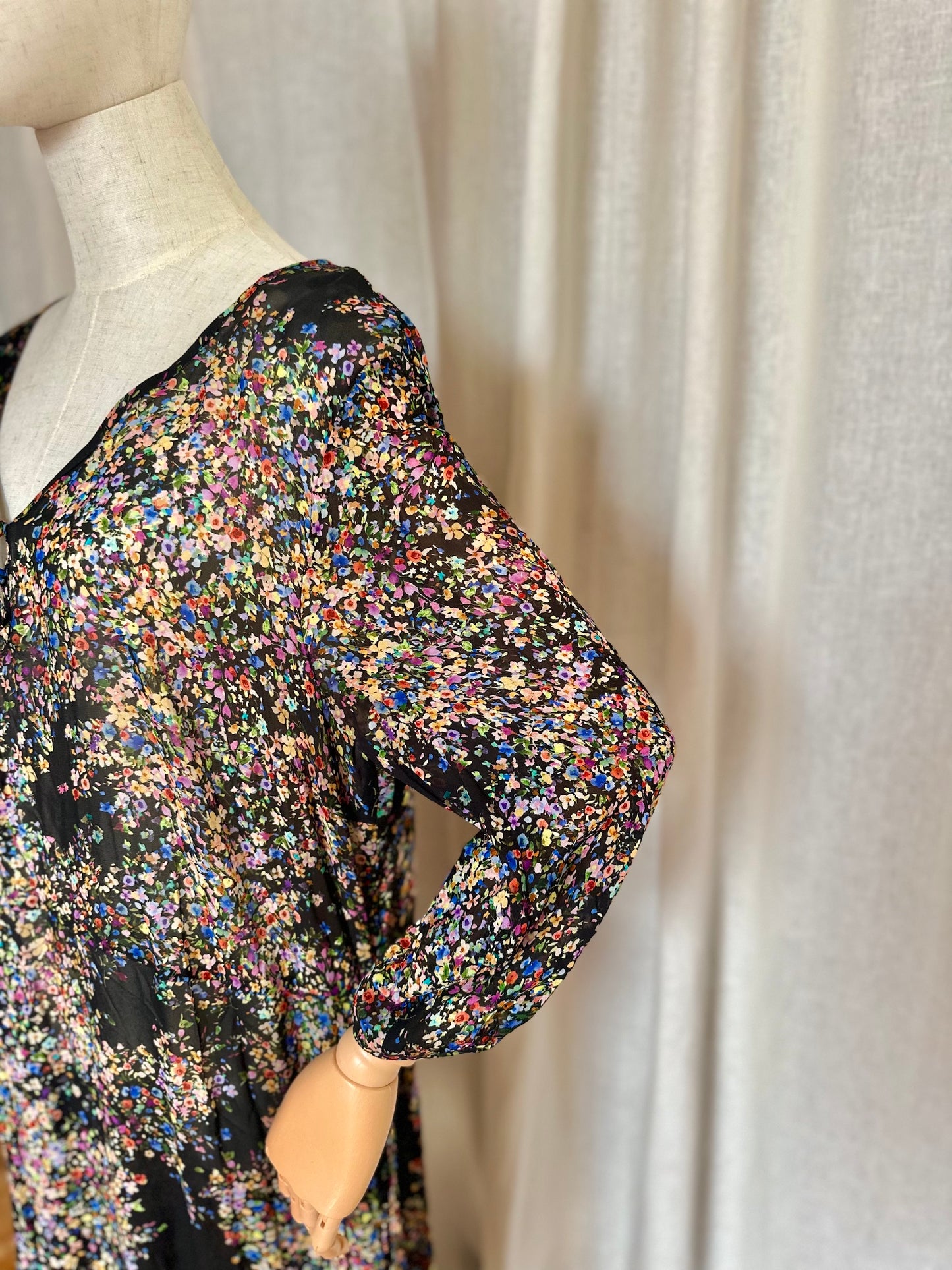 Jurk Set bloemenprint zwart - Maat 42