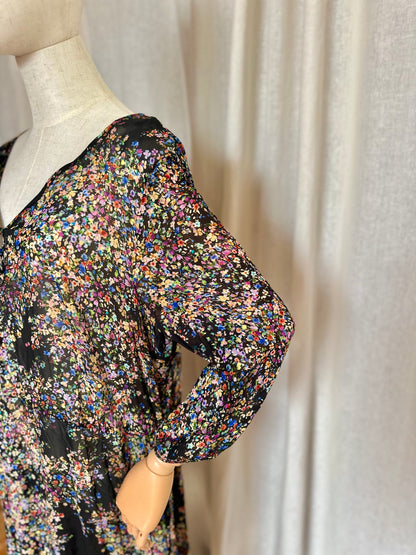 Jurk Set bloemenprint zwart - Maat 42