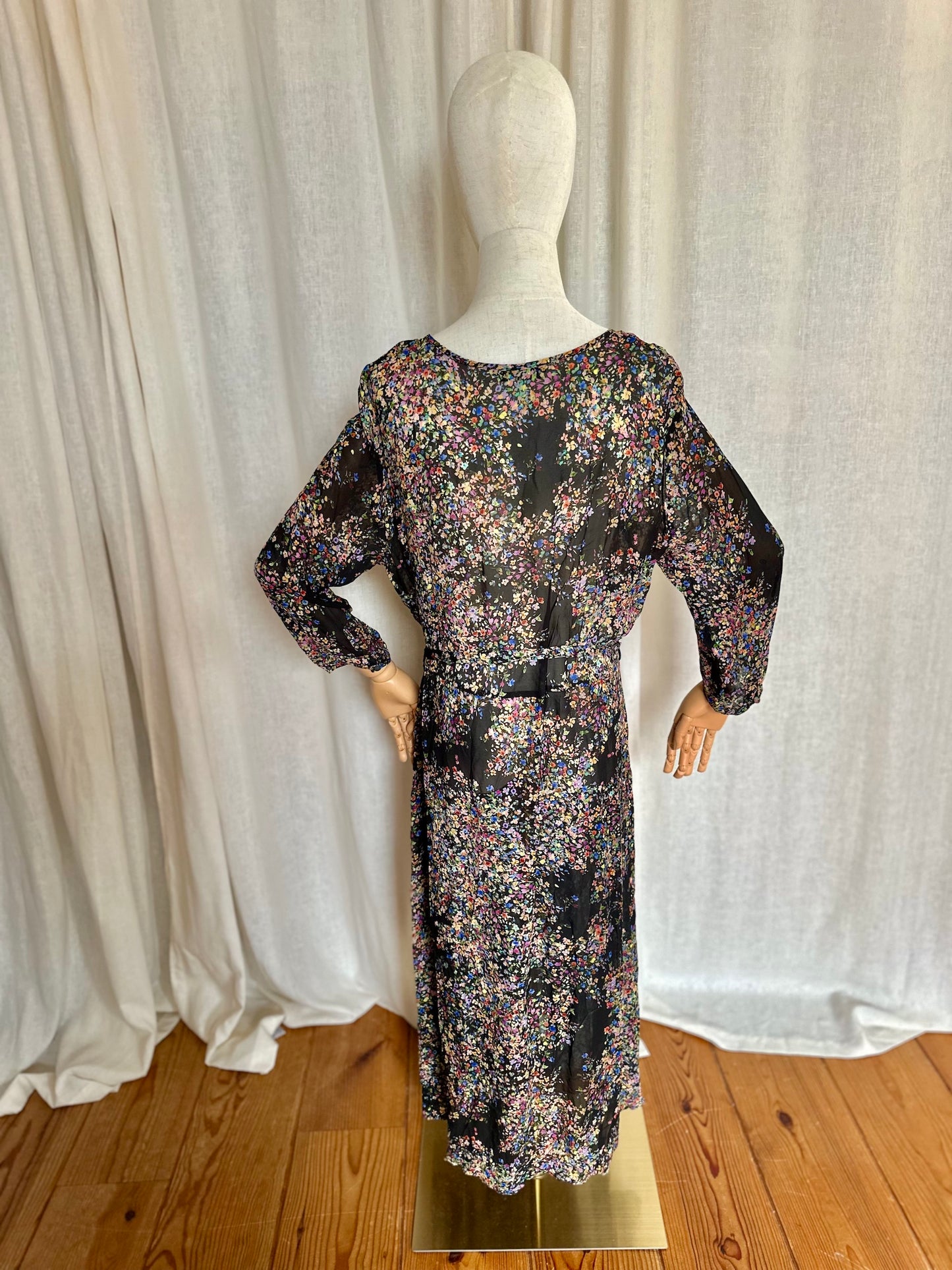 Jurk Set bloemenprint zwart - Maat 42