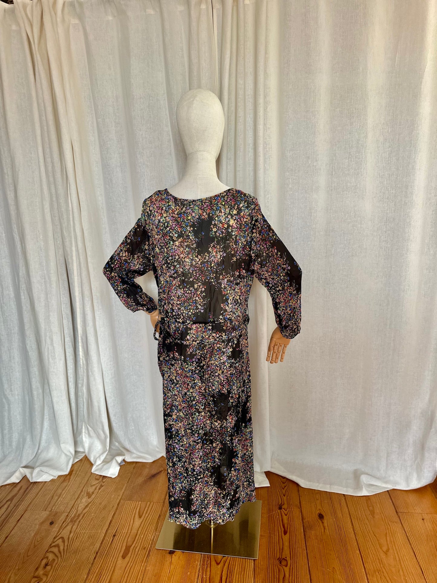 Jurk Set bloemenprint zwart - Maat 42