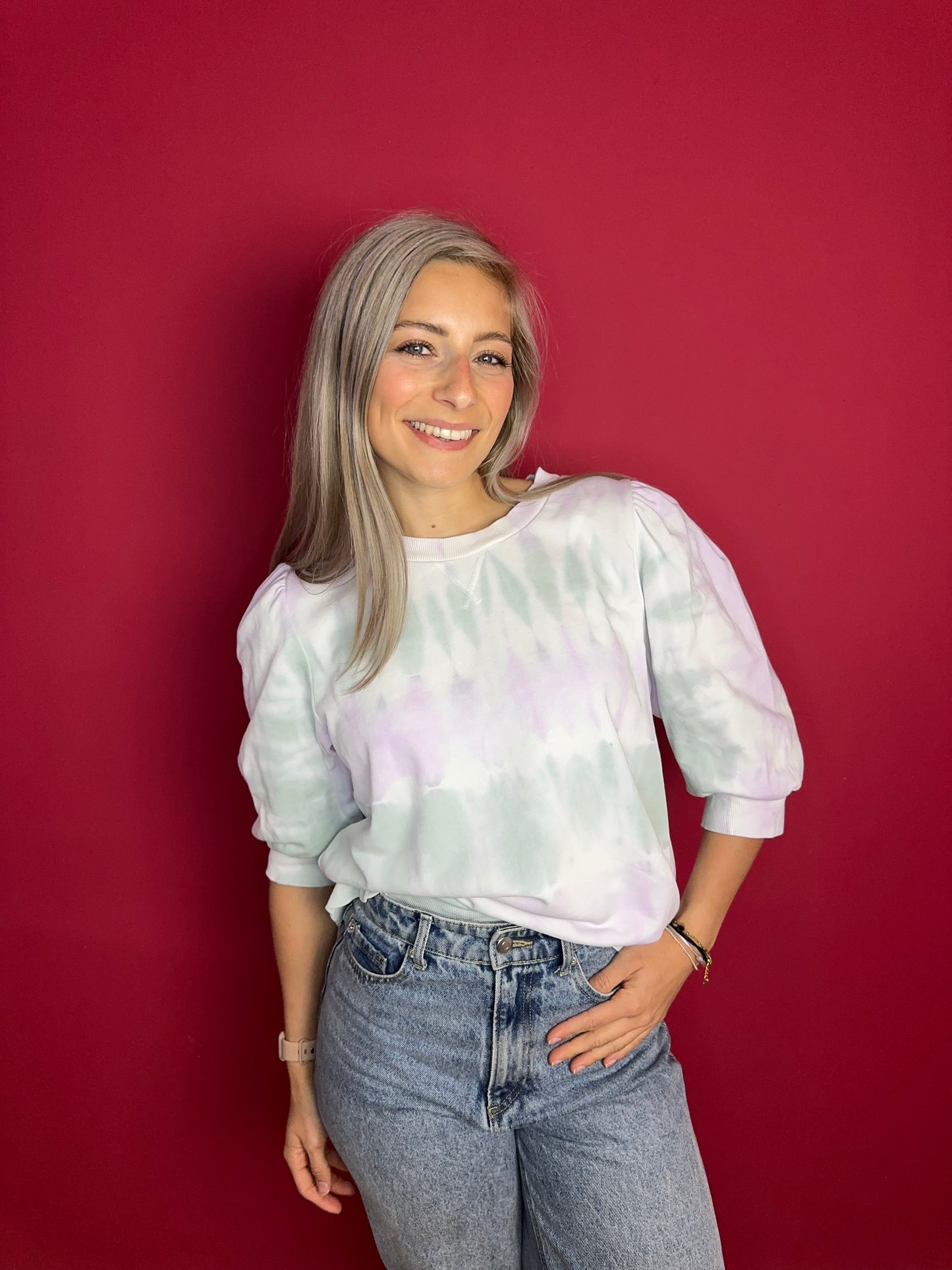 Sweater SET tiedye lila/mintgroen - Maat 42