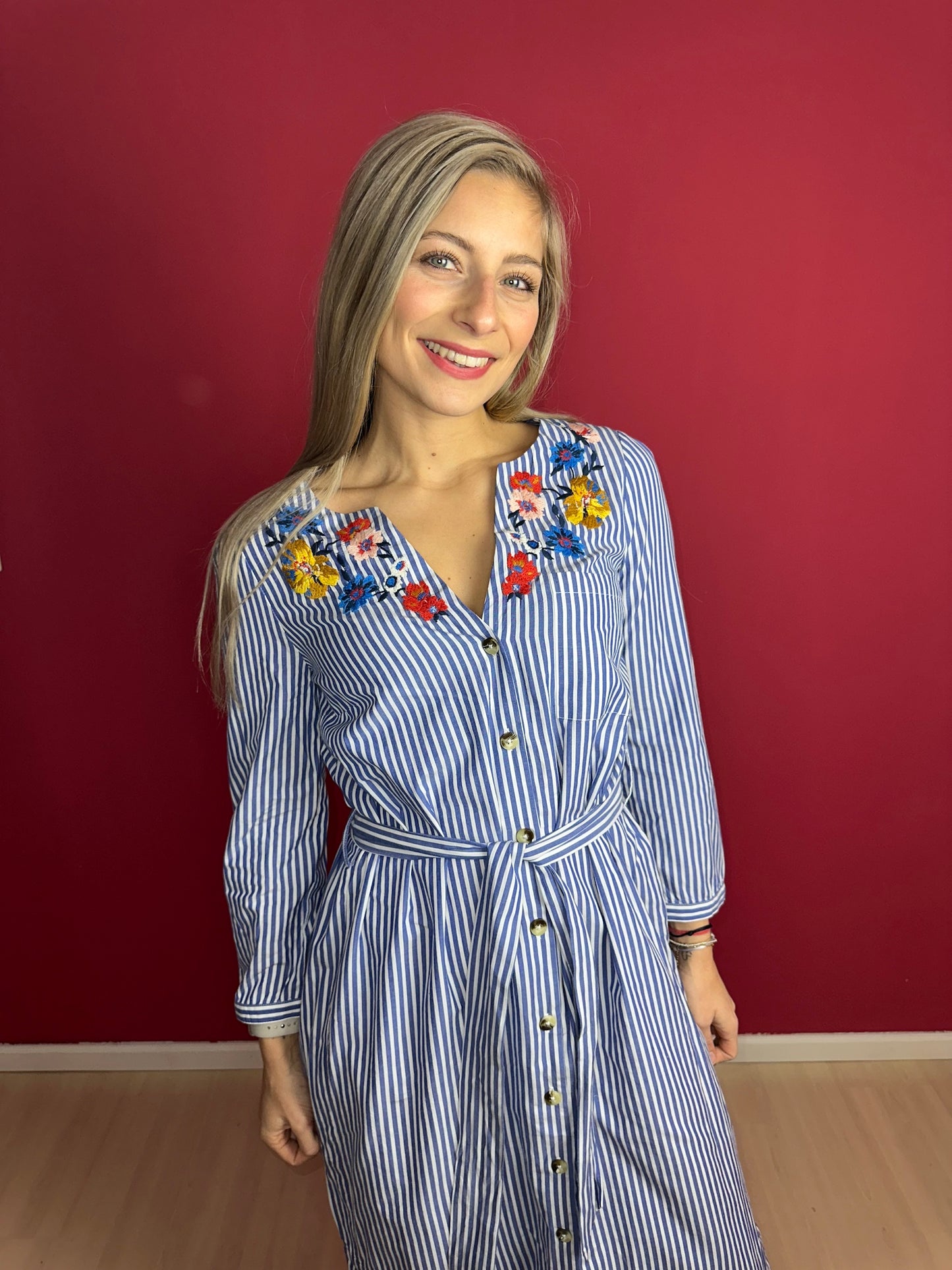 Jurk SET streep blauw&wit - Maat 38