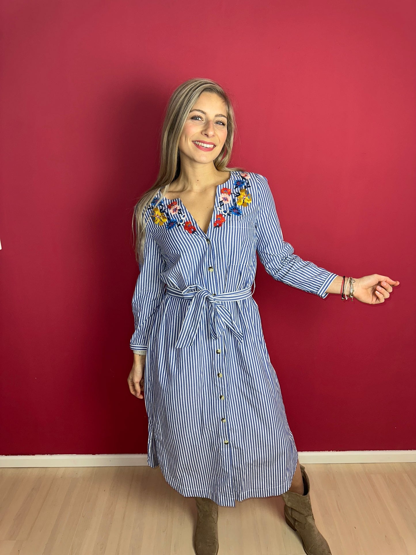 Jurk SET streep blauw&wit - Maat 38