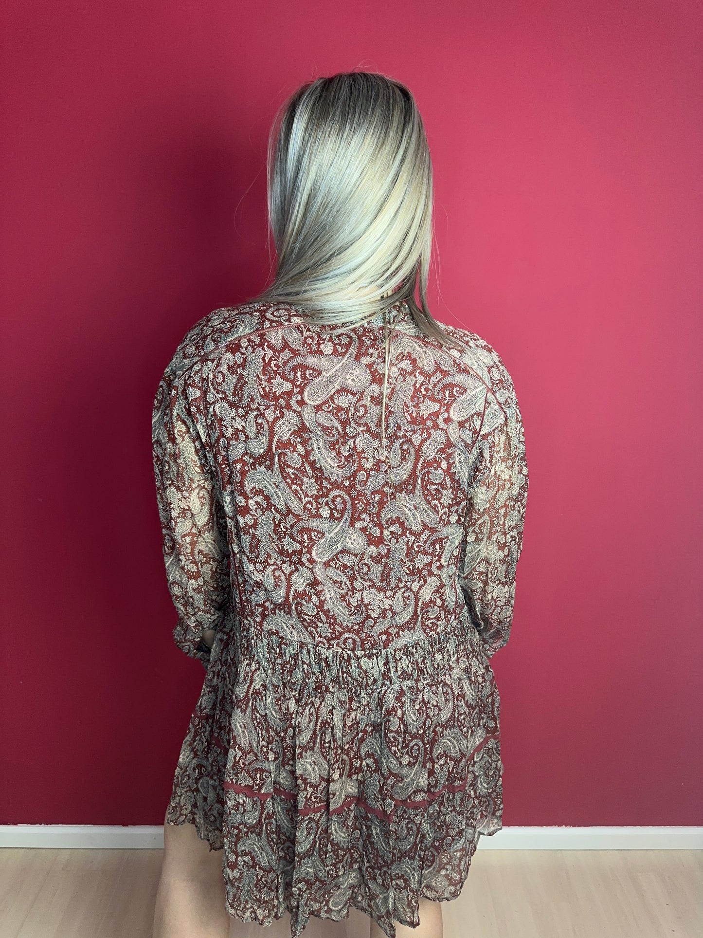 Jurk Berenice Russel print steenrood - Maat 38