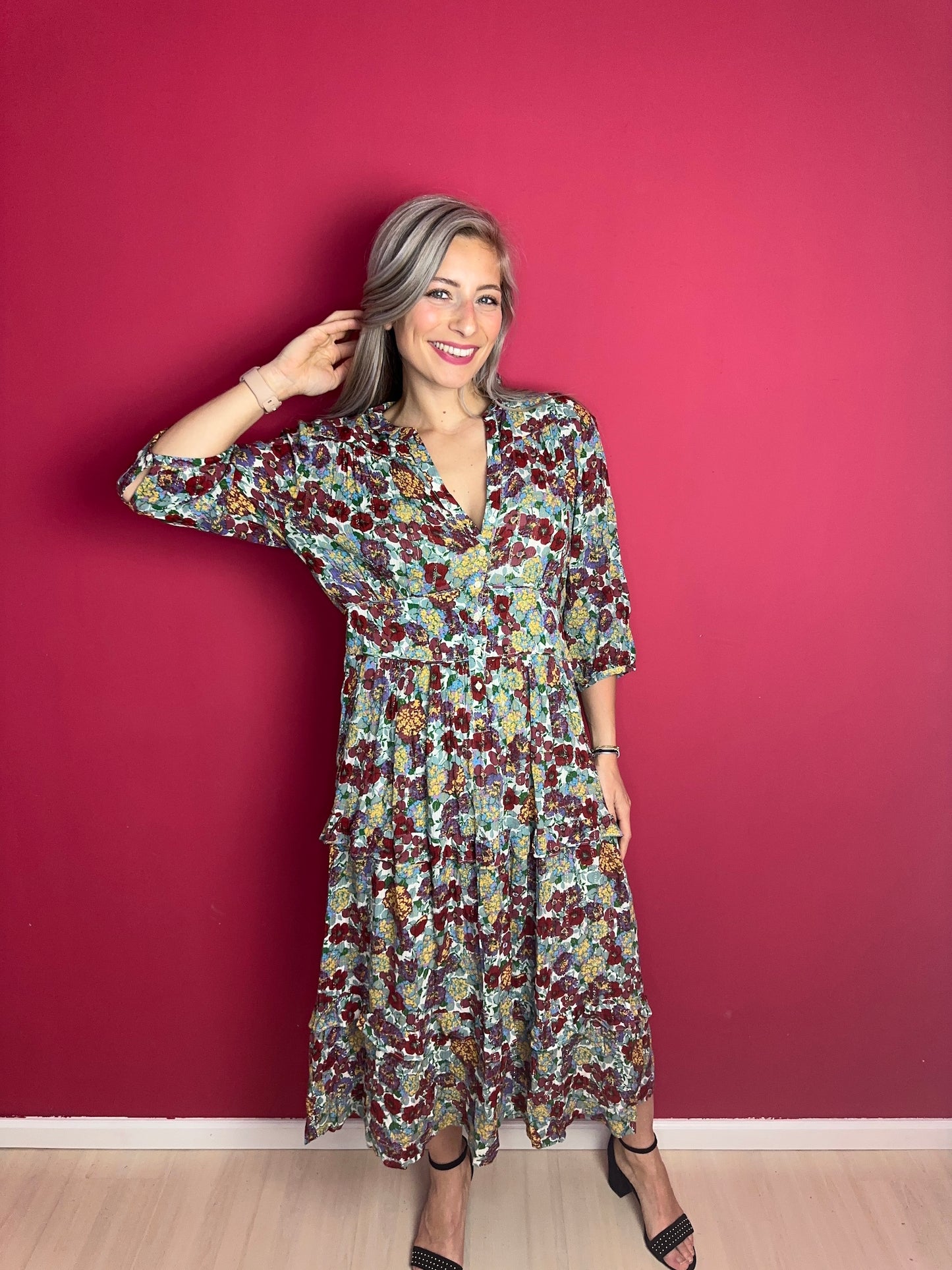 Jurk ba&sh maxi bloemenprint - Maat 3
