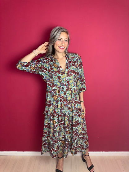 Jurk ba&sh maxi bloemenprint - Maat 3