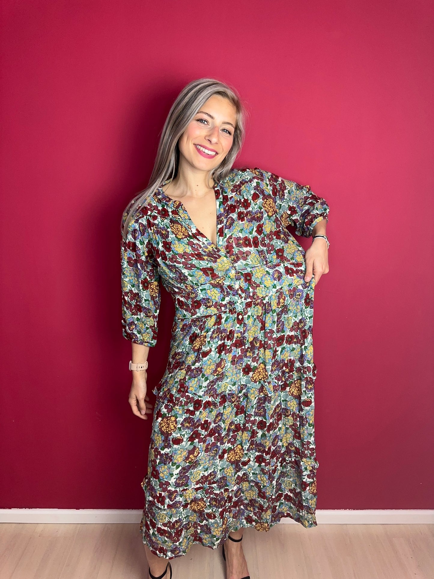 Jurk ba&sh maxi bloemenprint - Maat 3