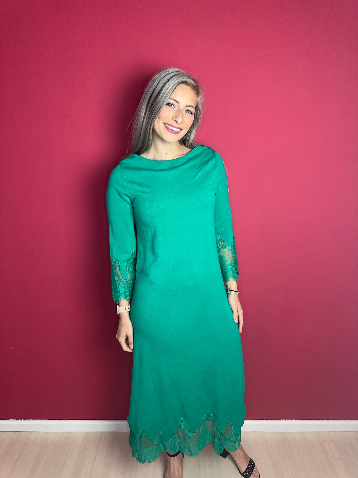 Jurk Twinset kant groen - Maat L
