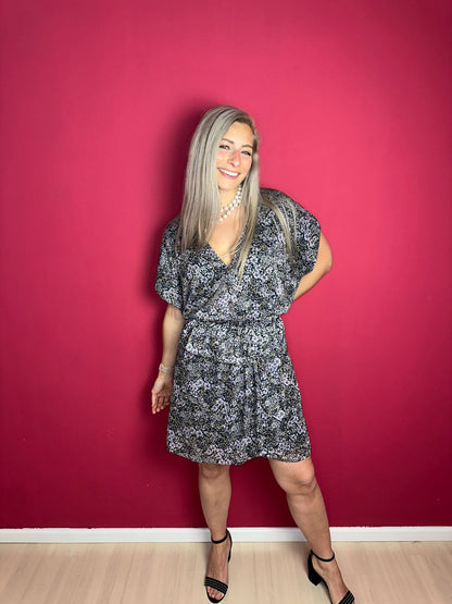 Jurk SET bloemenprint lila - Maat 42