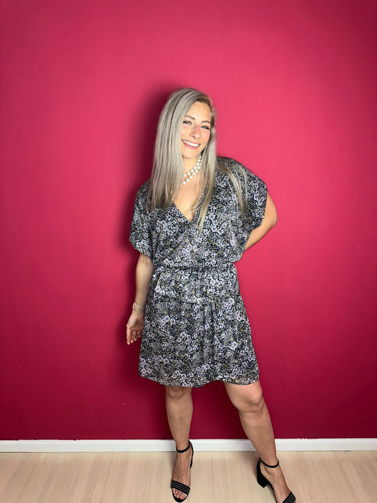 Jurk SET bloemenprint lila - Maat 42