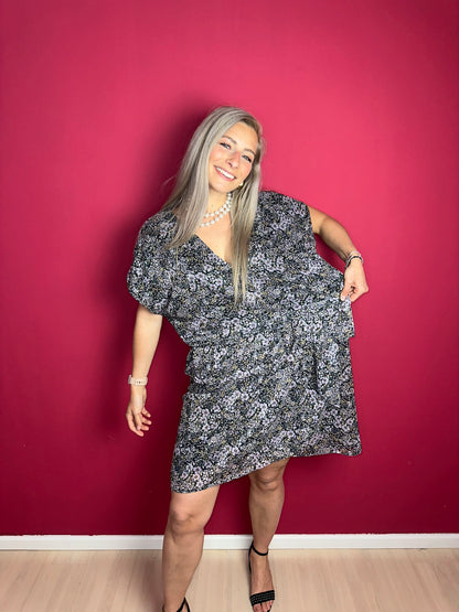 Jurk SET bloemenprint lila - Maat 42
