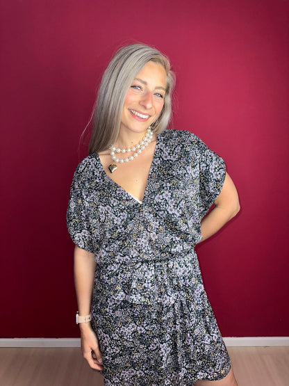 Jurk SET bloemenprint lila - Maat 42
