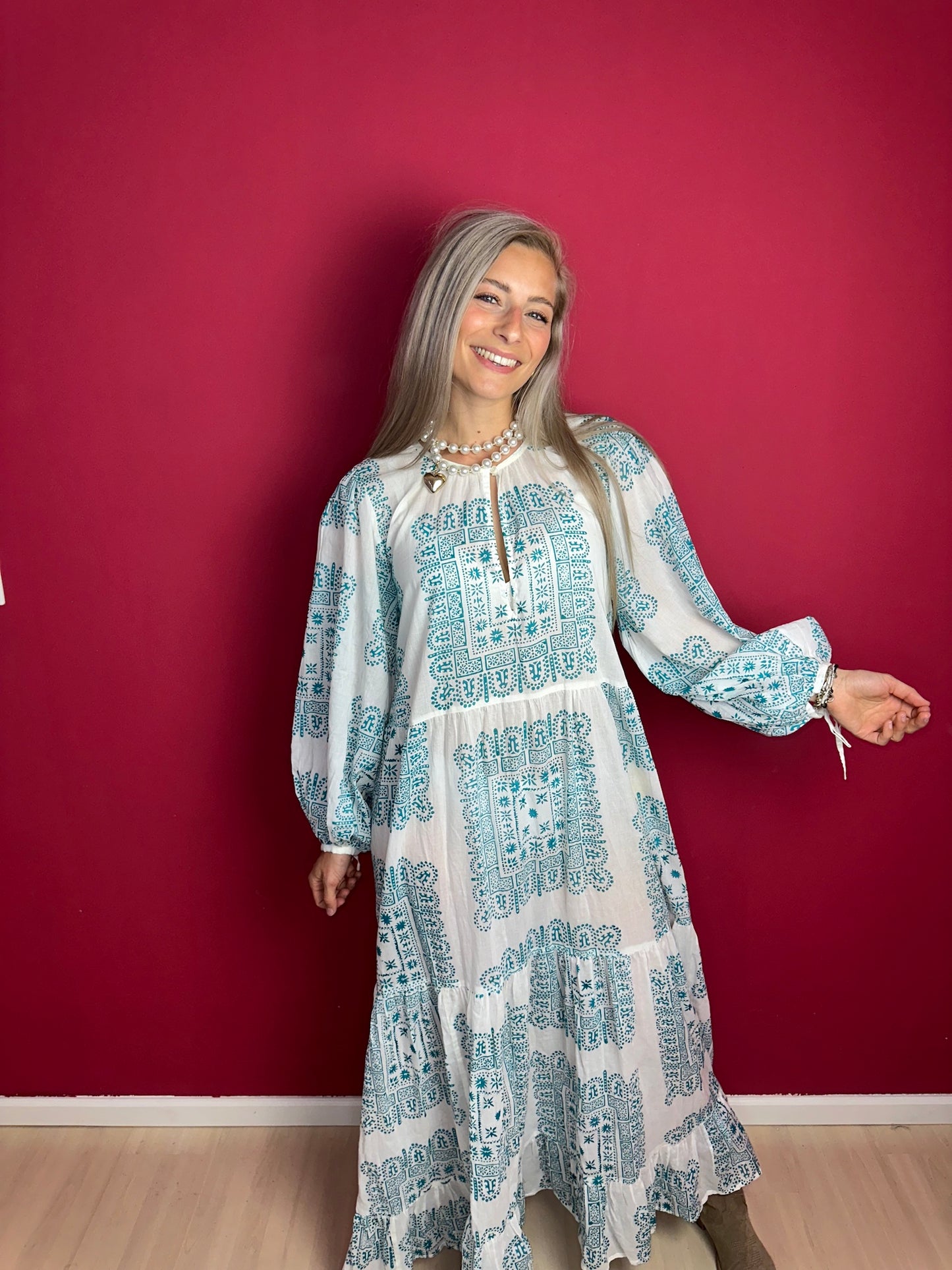 Jurk Antik Batik turquoise - Maat M/L