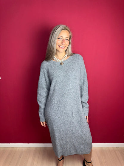Jurk SET gebreid grijs - Maat 40