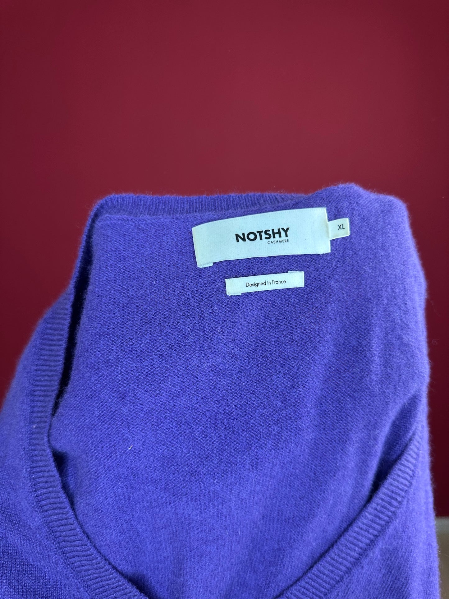 Jurk Notshy cashmere gebreid paars - Maat XL