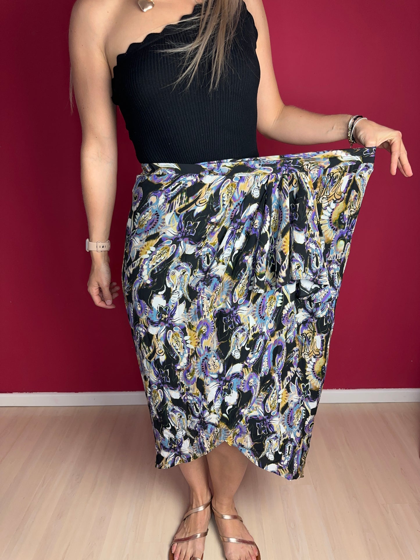 Rok IRO DOLA print paars/geel - Maat 42