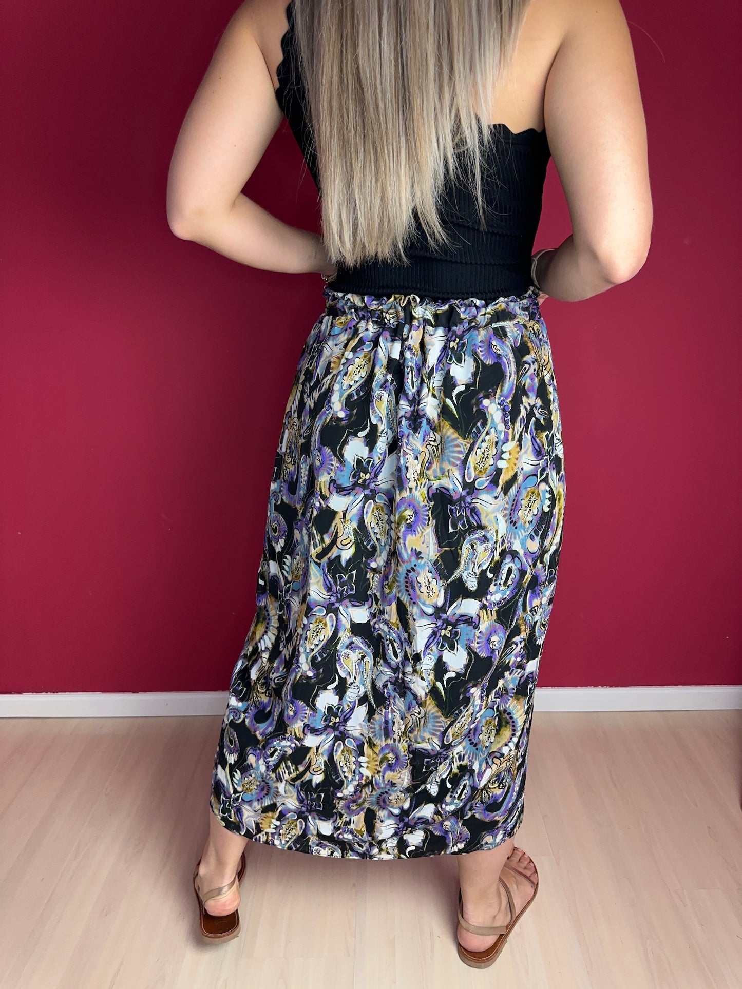 Rok IRO DOLA print paars/geel - Maat 42