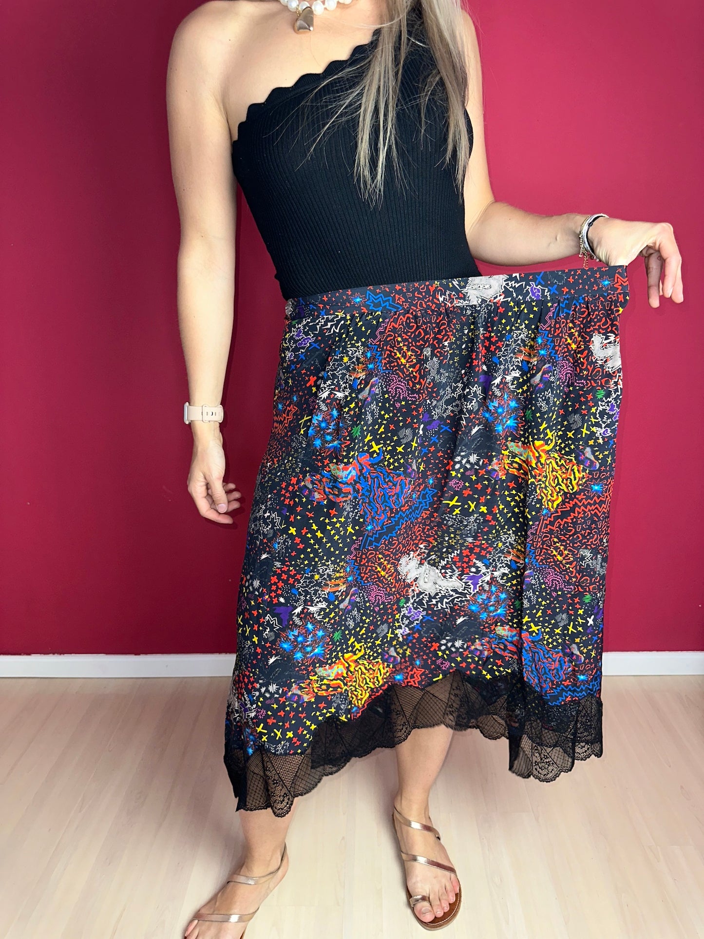 Rok Zadig & Voltaire print kant zwart - Maat 40