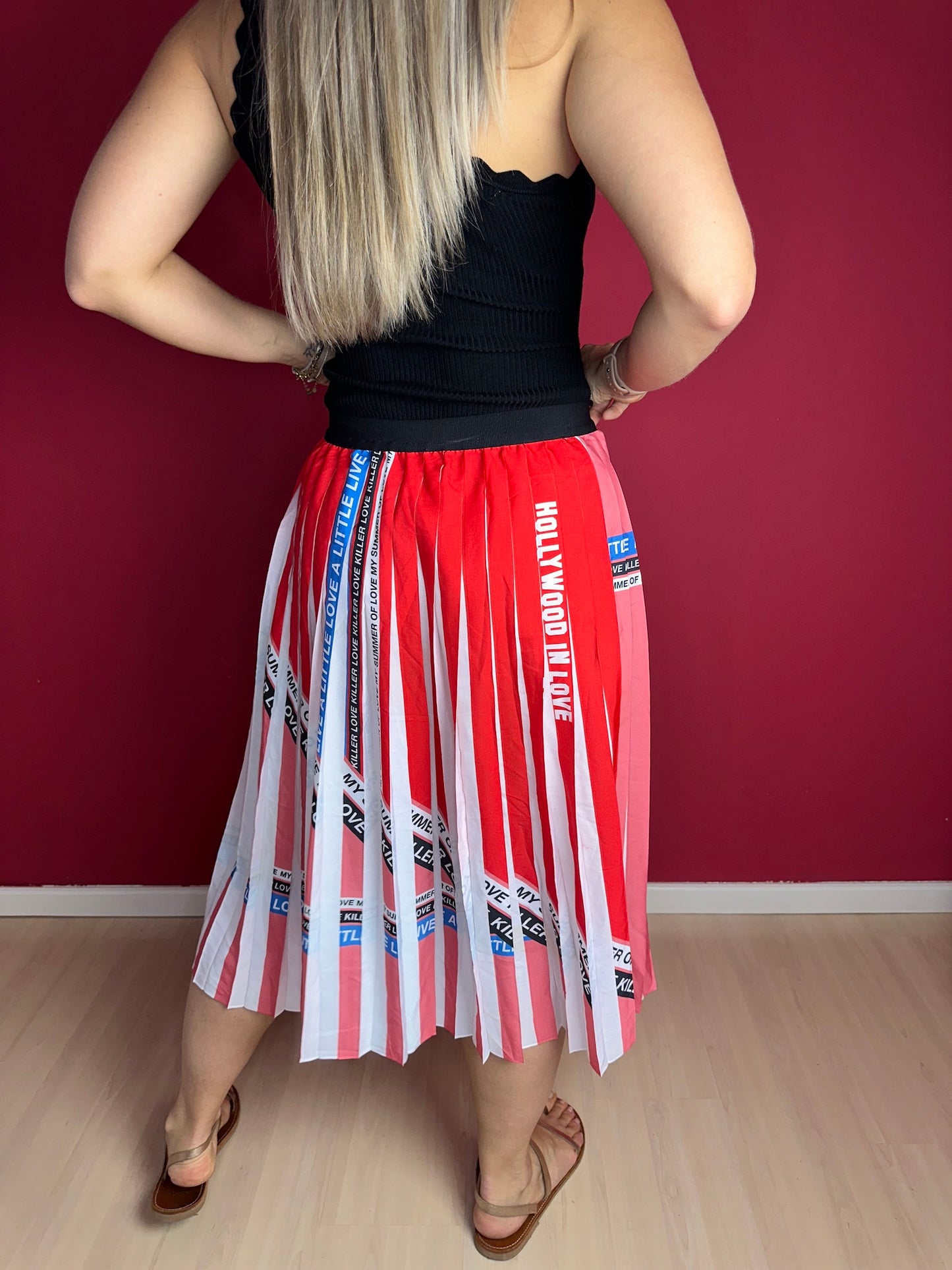 Rok PINKO plissé rood - Maat 40