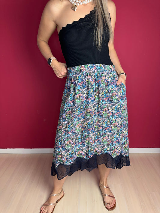 Rok Zadig&Voltaire kant print cobalt - Maat 42