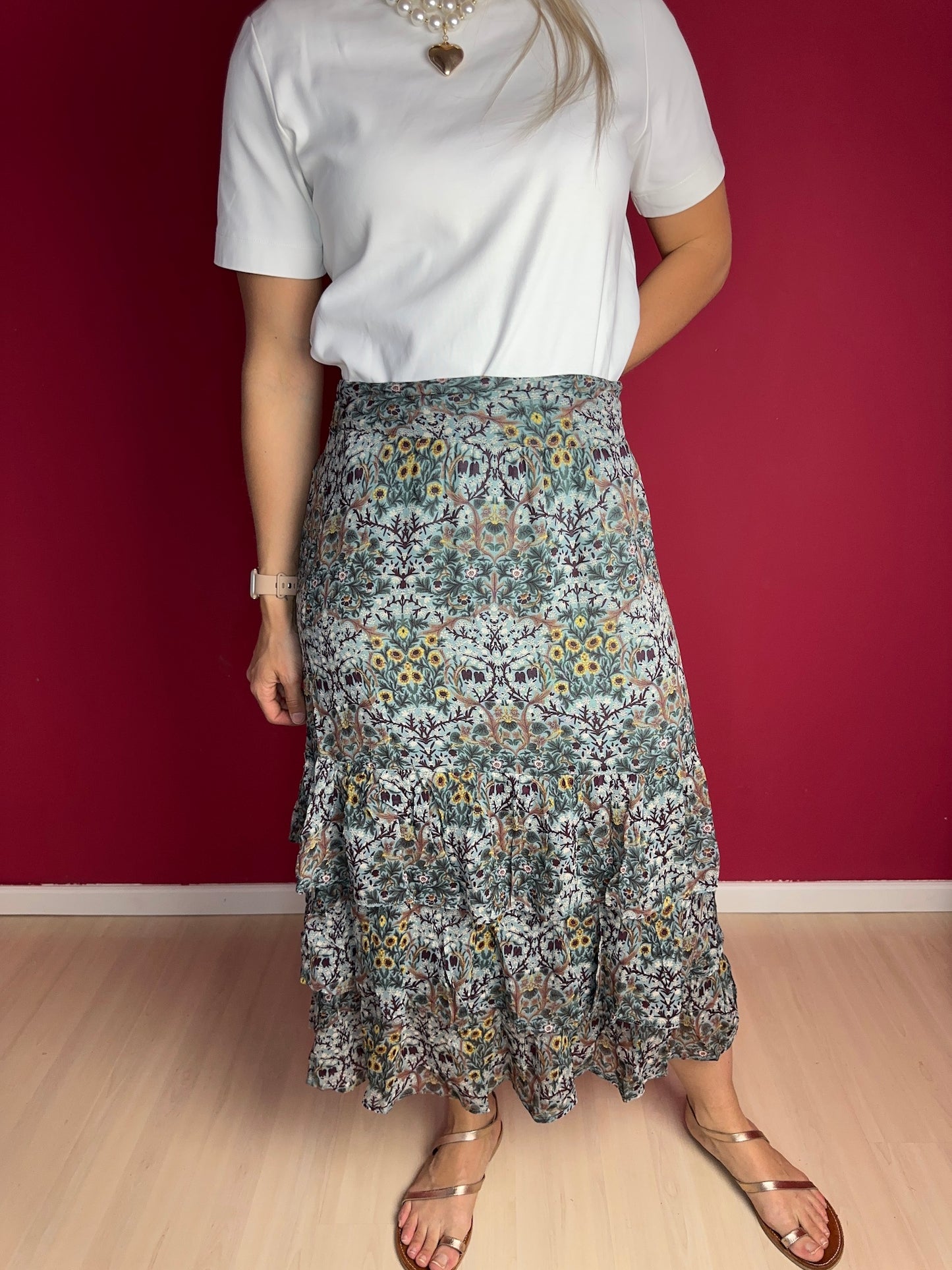Rok ba&sh Paola print turquoise - Maat 3