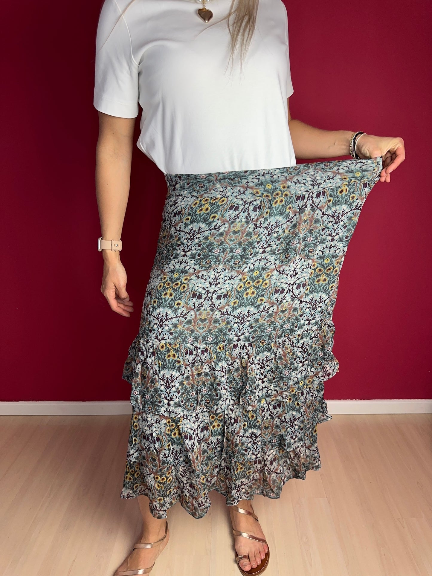 Rok ba&sh Paola print turquoise - Maat 3