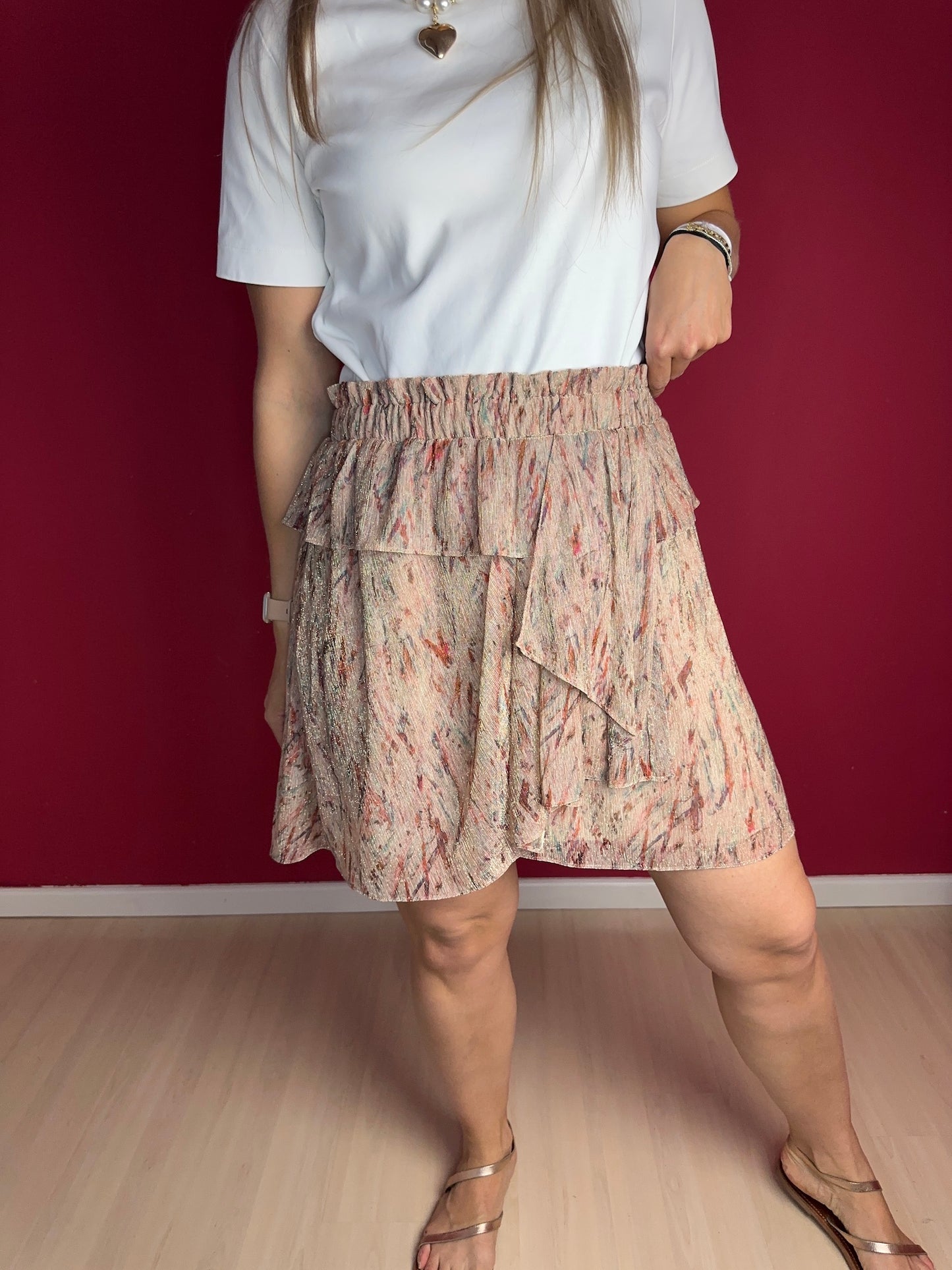 Rok IRO Joucas print beige glitters - Maat 42