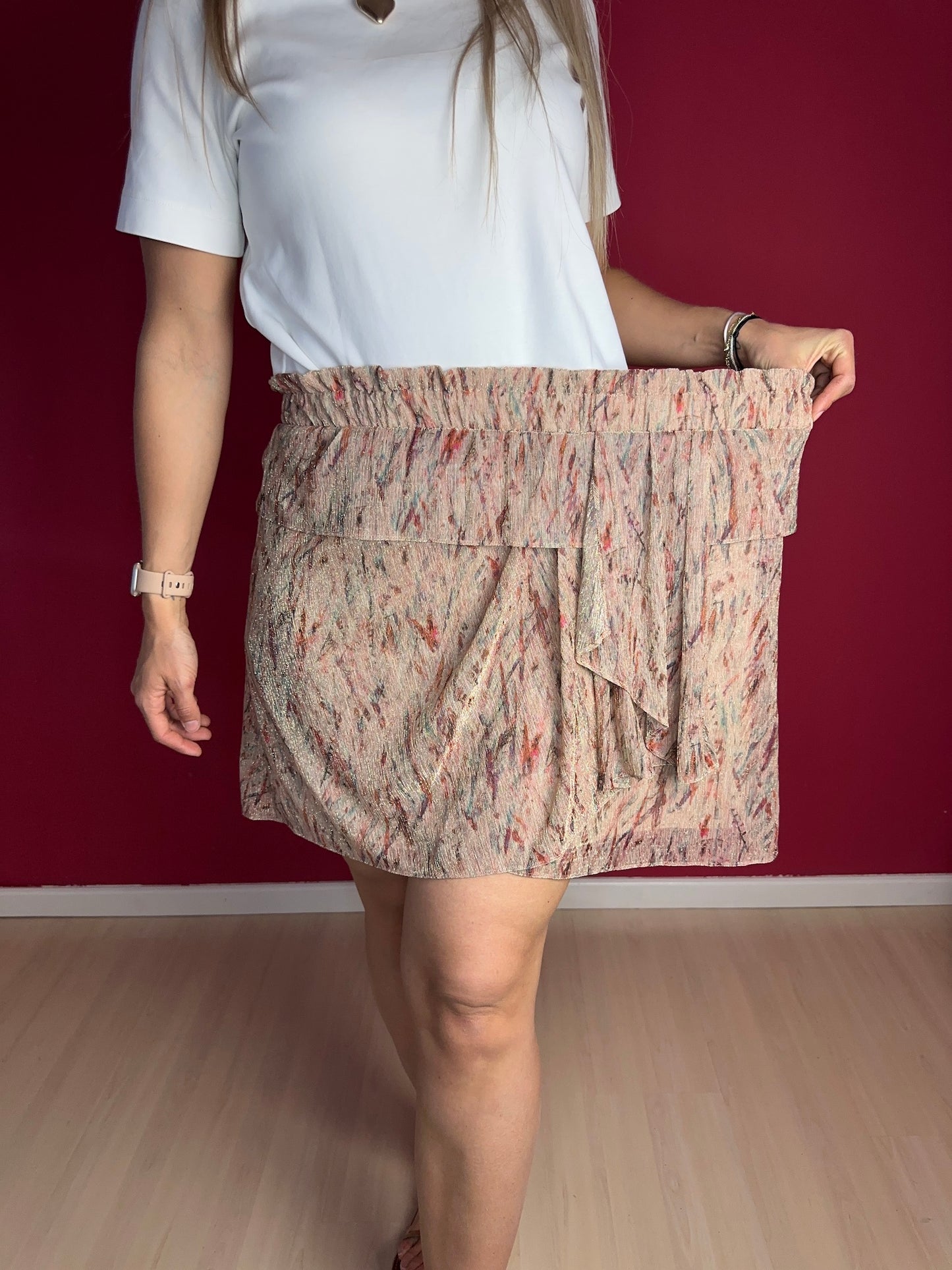 Rok IRO Joucas print beige glitters - Maat 42