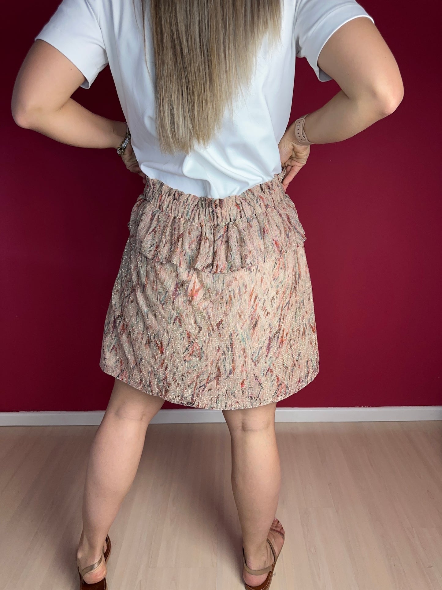 Rok IRO Joucas print beige glitters - Maat 42