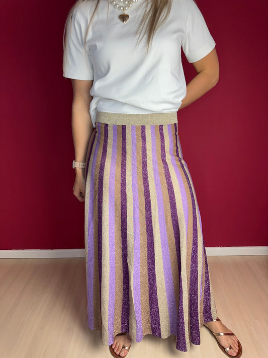 Rok Marella strepen Ofelia lila/goud - Maat XL