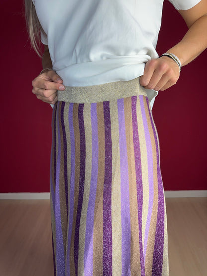 Rok Marella strepen Ofelia lila/goud - Maat XL