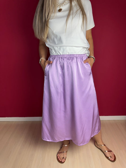 Rok SET satijnlook lila - Maat 36